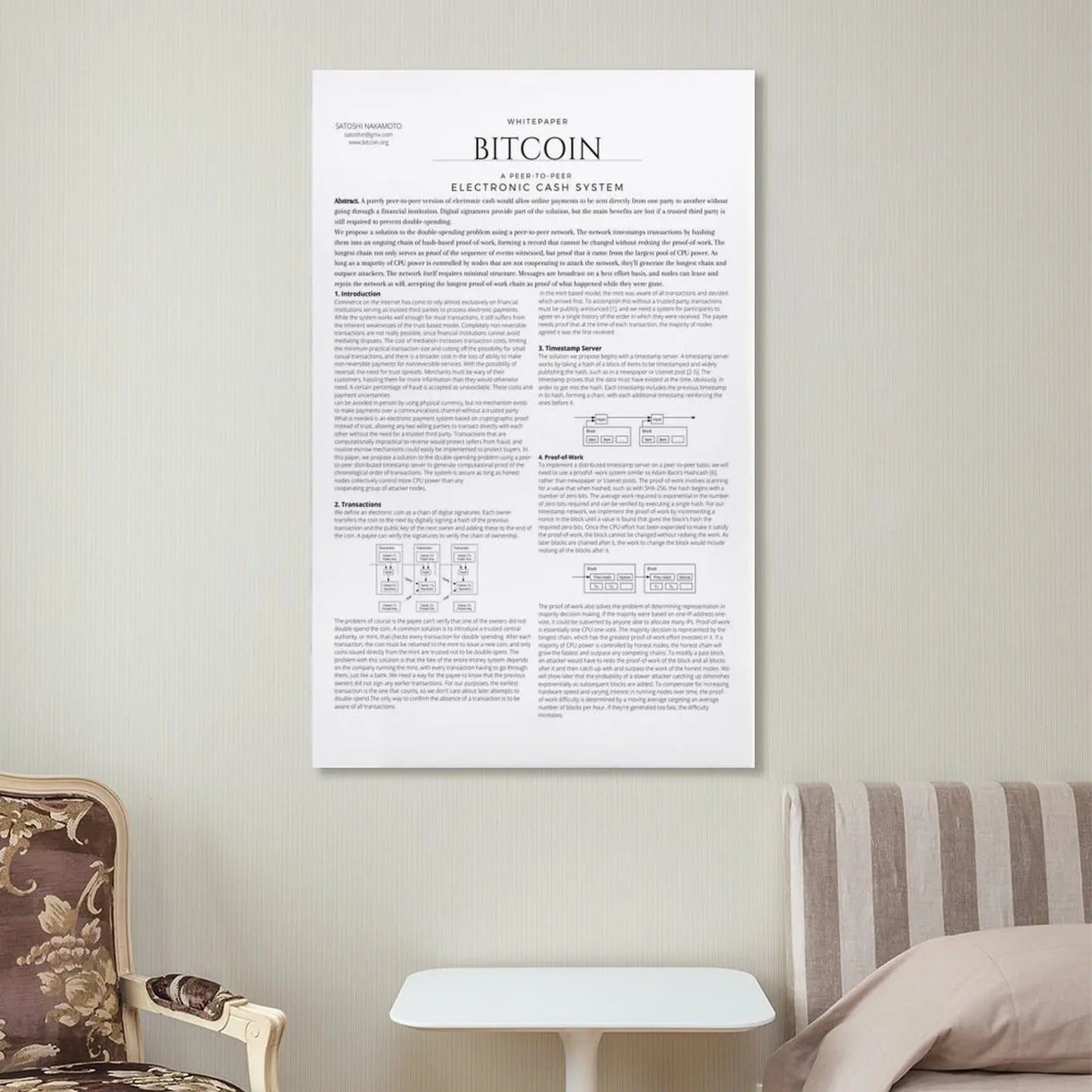 BITCOIN LIVRE BLANC sur toile